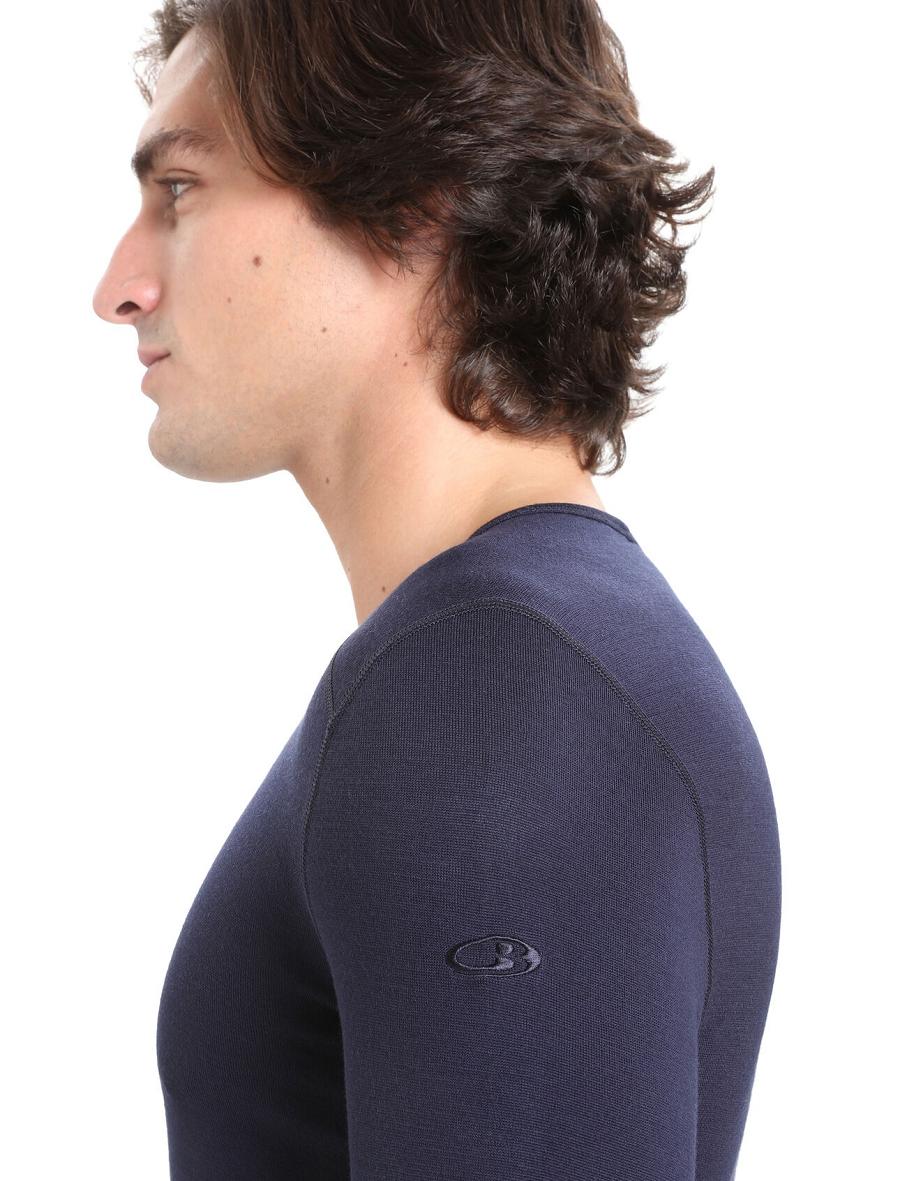 Midnight Navy Men's Icebreaker Merino 260 Tech Long Sleeve Crewe Thermal Top Base Layers | USA 1397VRWD